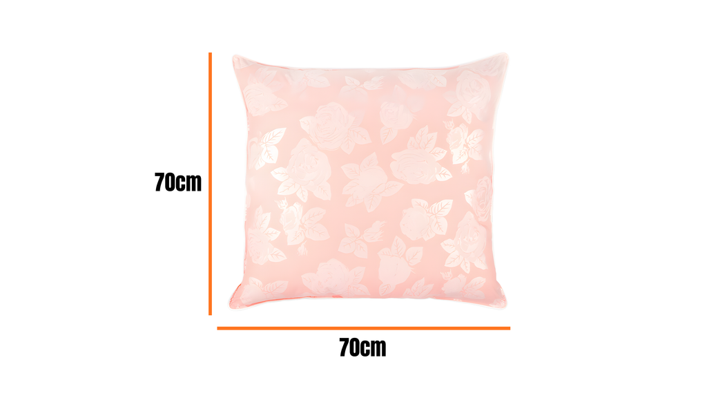 Perna 70x70 cm, Roz cu trandafiri argintii