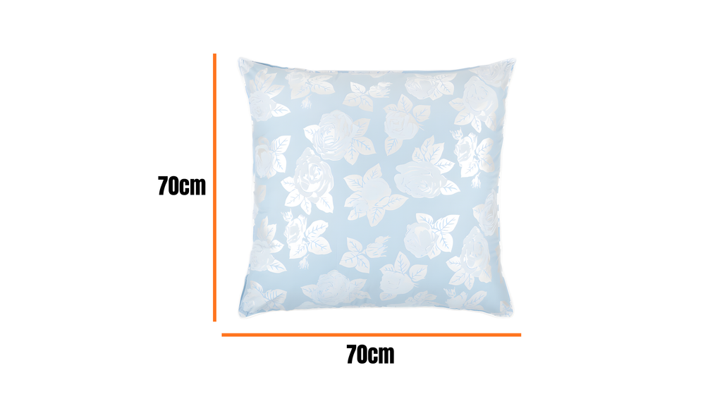 Perna , 70x70 cm, Albastru cu trandafiri argintii