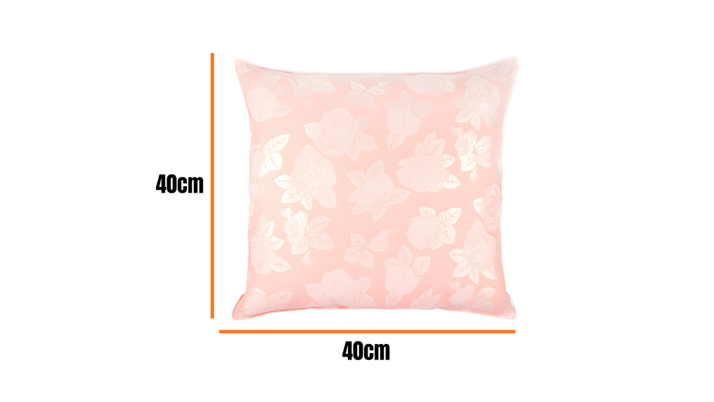 Perna 40x40 cm, Roz cu trandafiri argintii