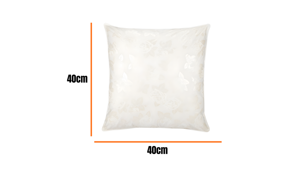 Perna 40x40 cm, Alb cu trandafiri argintii