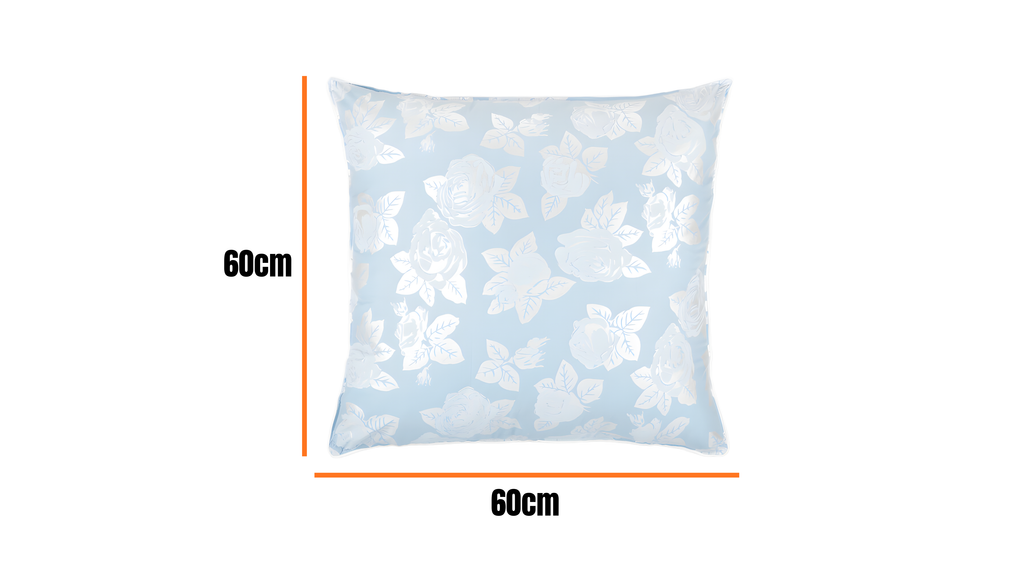 Perna 60x60 cm ,Albastru cu trandafiri argintii