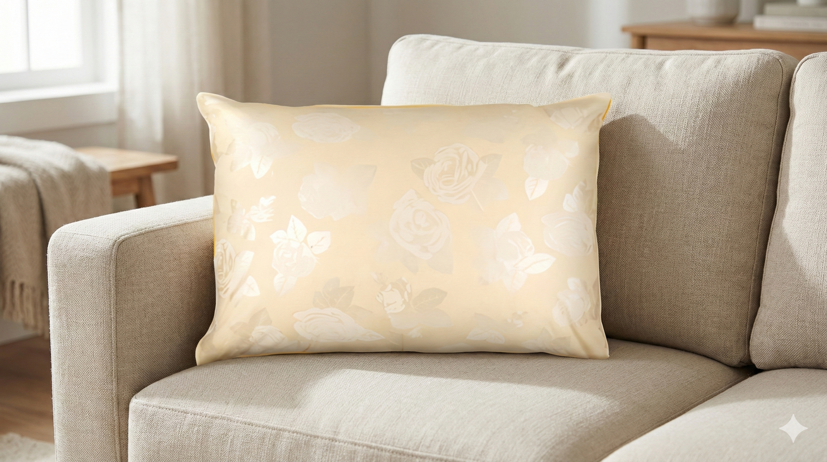 Perna 50x70 cm, Crem cu trandafiri argintii