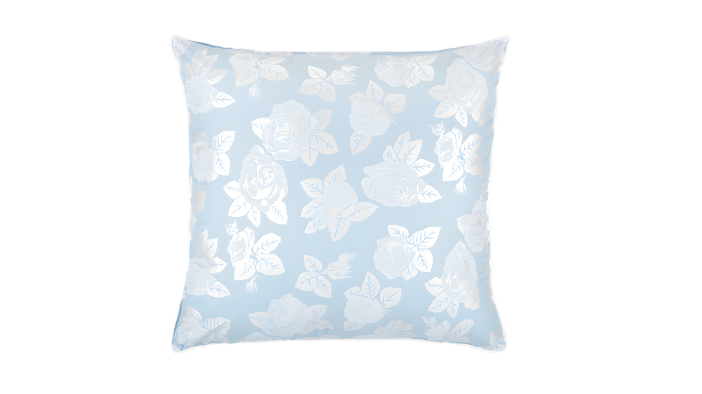 Perna 60x60 cm ,Albastru cu trandafiri argintii