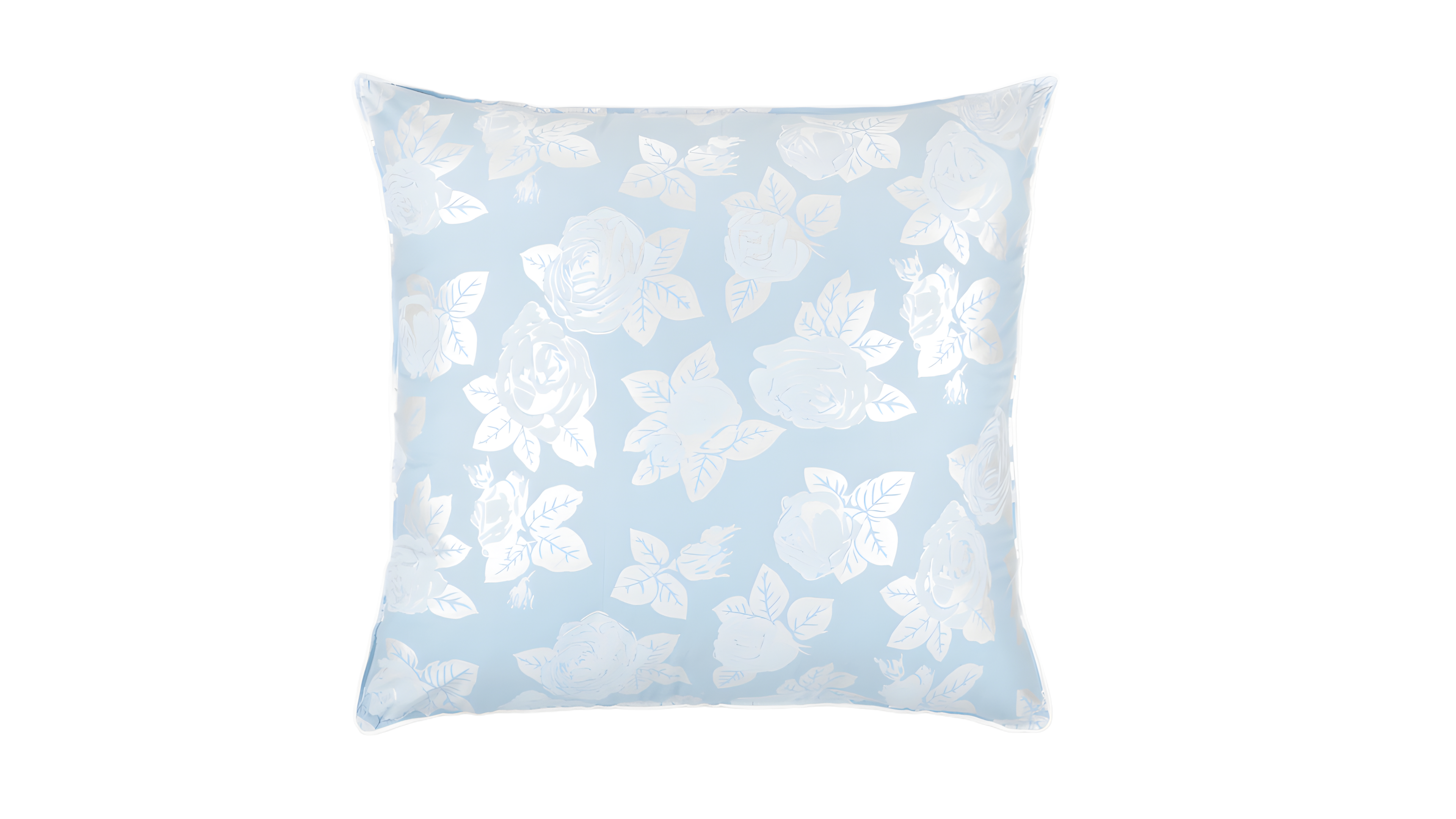 Perna 60x60 cm ,Albastru cu trandafiri argintii