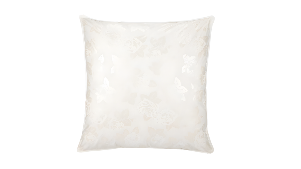 Perna 60x60 cm, Alb cu trandafiri argintii