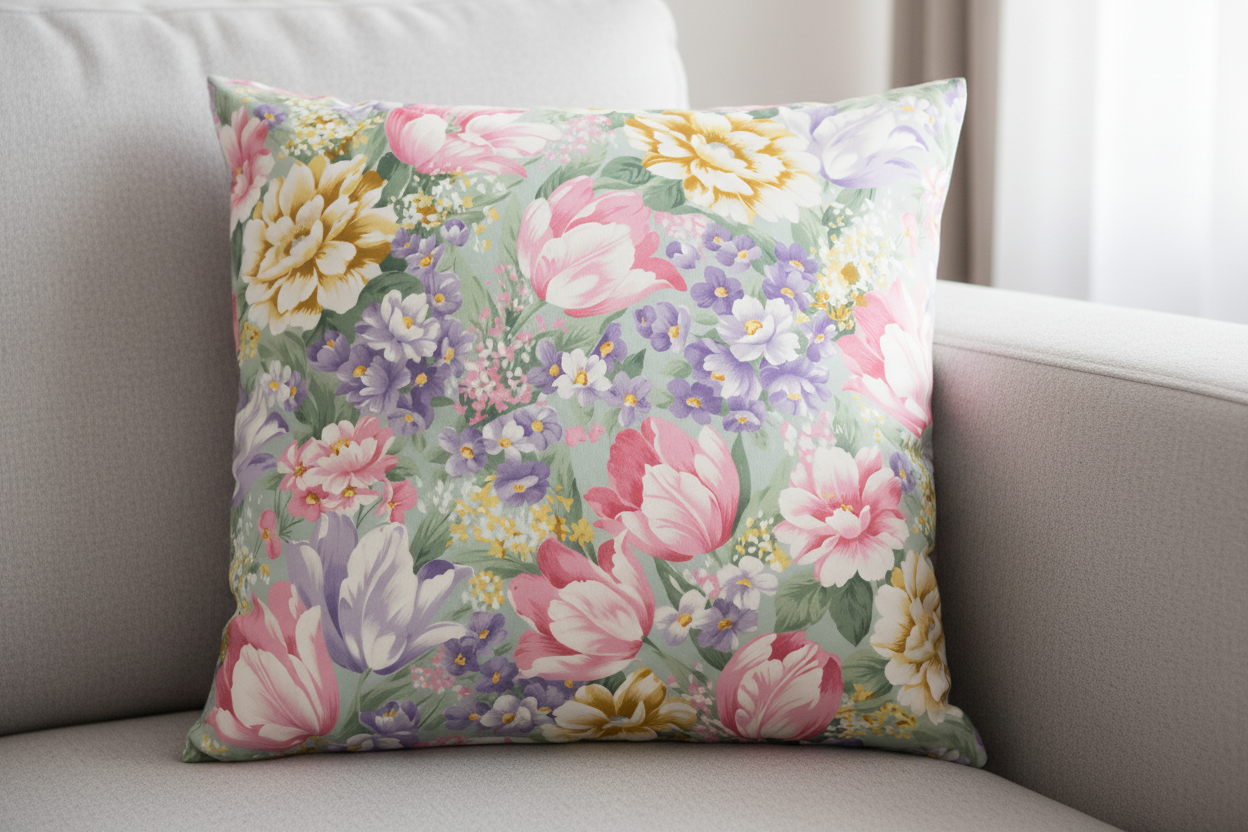 Perna 60x60 cm, Flori mov