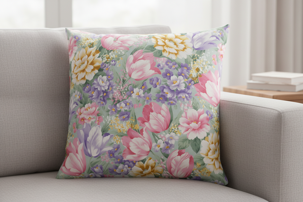 Perna 70x70 cm, Flori mov