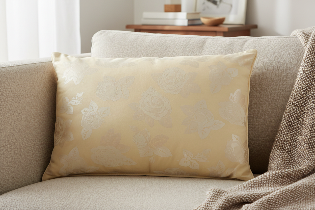 Perna 40x60 cm, Crem cu trandafiri argintii