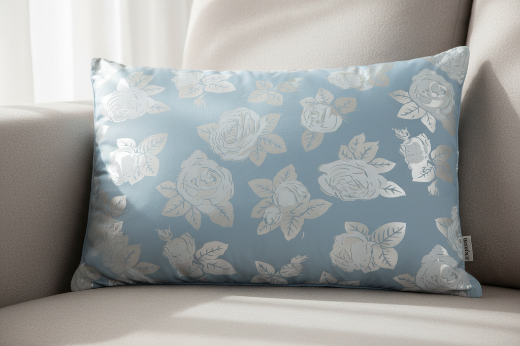 Perna , 40x60 cm, Albastru cu trandafiri argintii